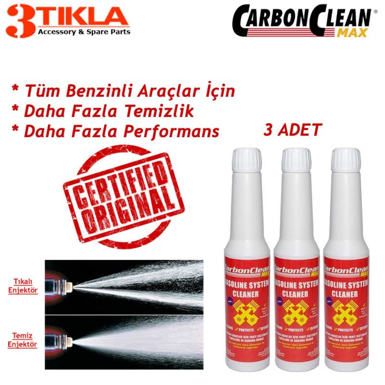 Carbon Clean Max BENZİN Enjektör Temizleyici Yakıt Katkısı 3 Adet