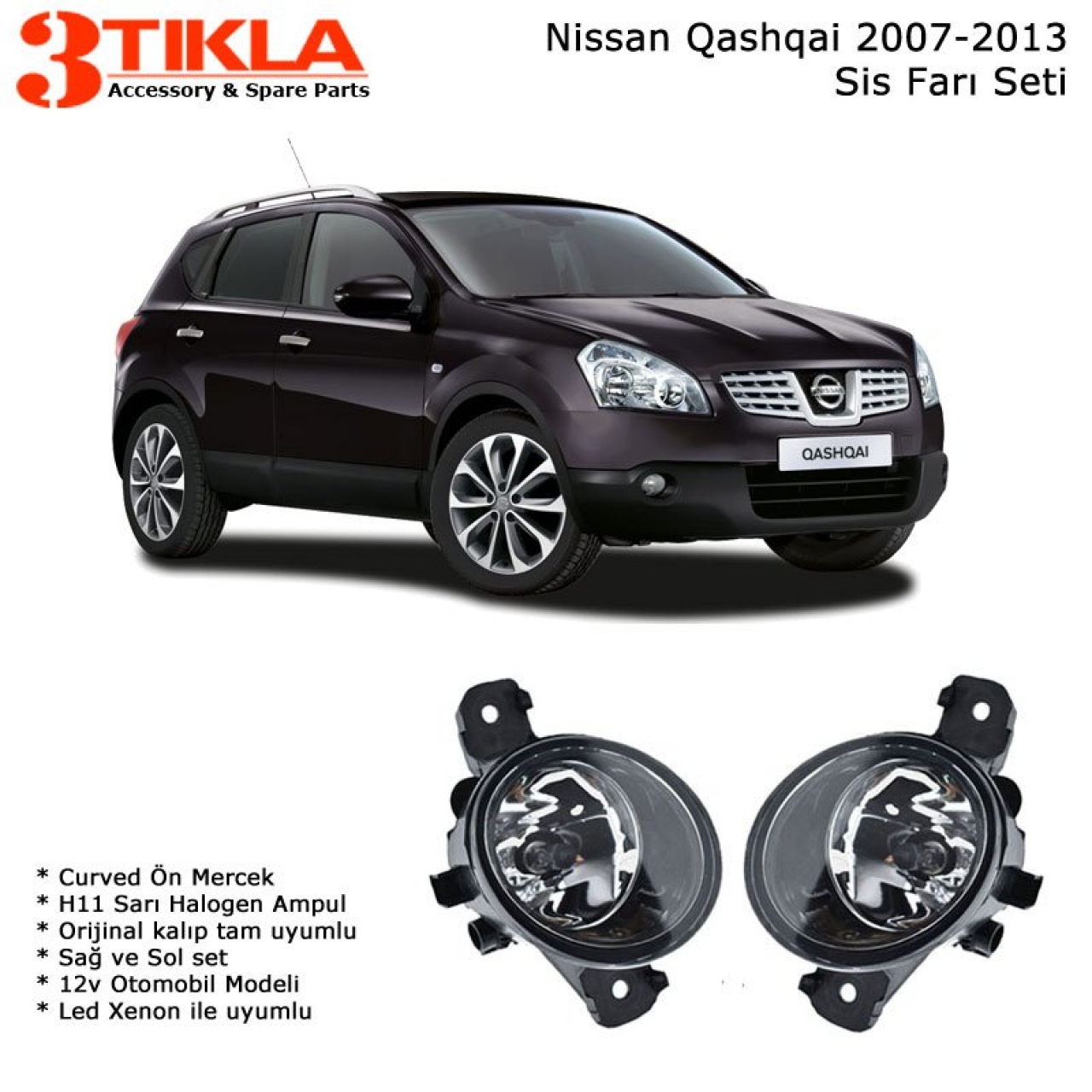 Nissan Qashqai 2007-2013 Led Xenonlu Sis Farı Set  Oem:  8200002469-70