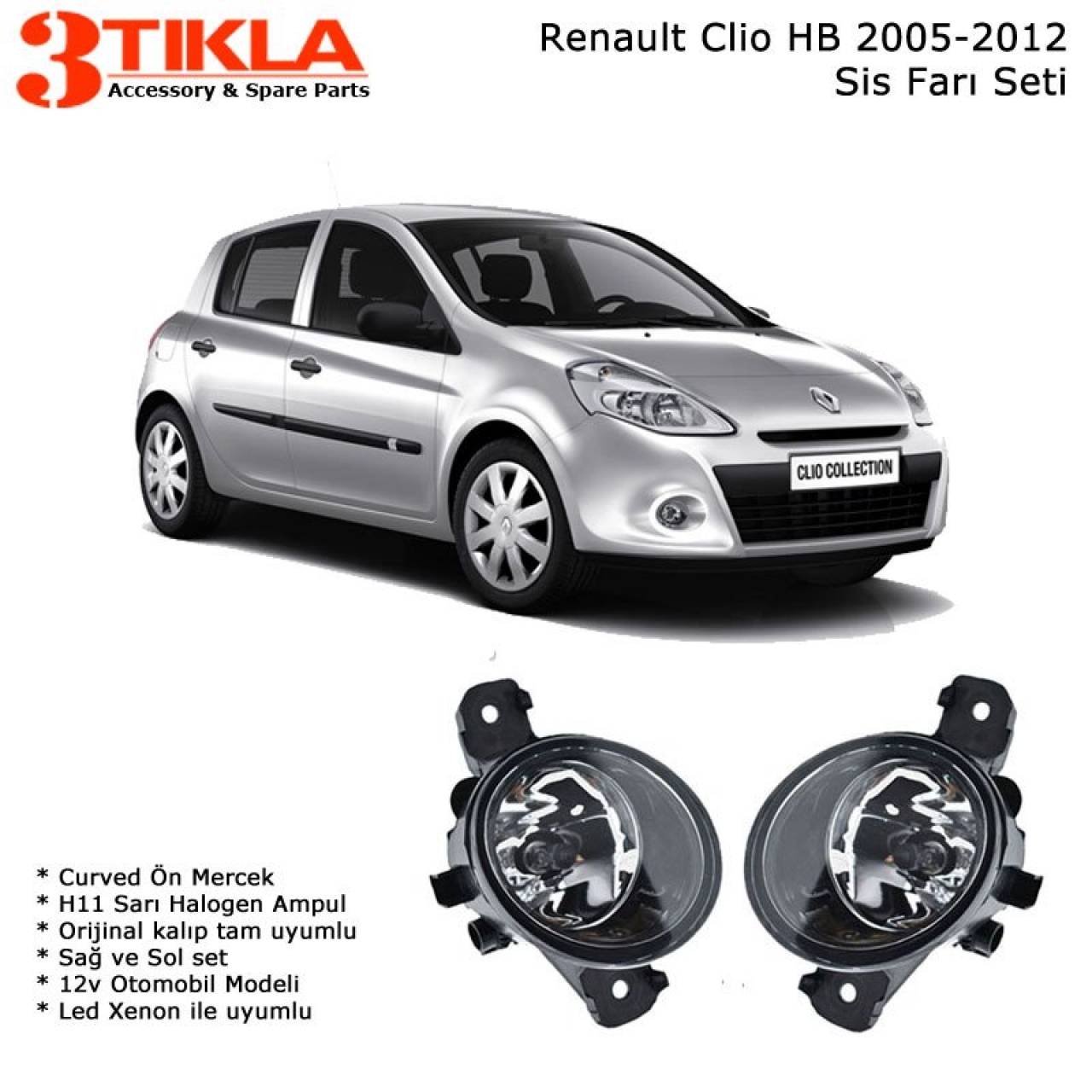 Renault Clio III HB 2005-2012 Led Xenonlu Sis Farı Set  Oem:  8200002469-70