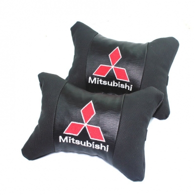 Mitsubishi Logolu Lüx Boyun Yastığı Çift Suni Deri