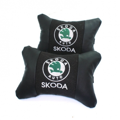 Skoda Logolu Lüx Boyun Yastığı Çift Suni Deri